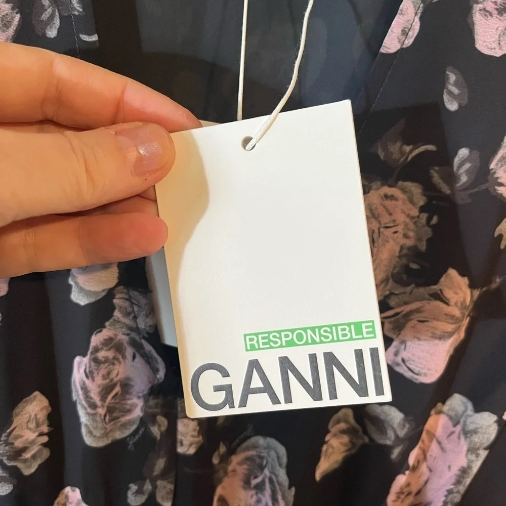NWT Ganni Floral Georgette Mini Dress